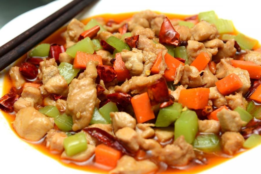 Meat and vegetable cooked Szechuan style.